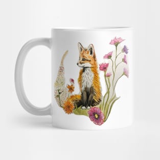 Watercolor Fox and Flowers Mug